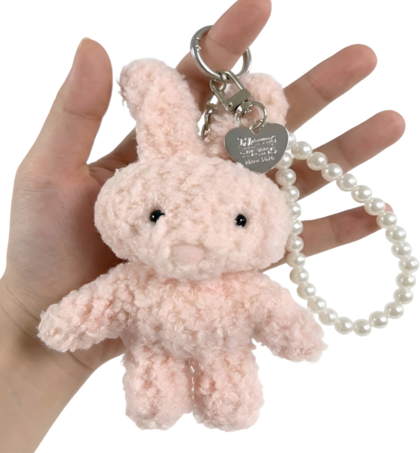 경커스텀즈 토끼 인형 키링 진주 포인트 손목 스트랩