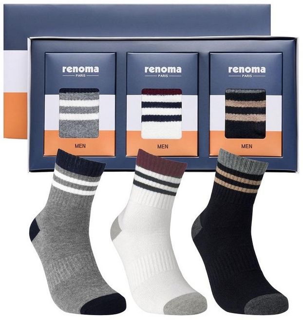 레노마 프리미엄 캐주얼스포츠양말 남성3족 여성3족 명절선물센트
