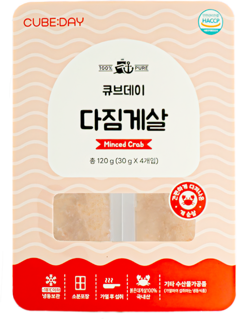 큐브데이 다짐 게살 순살 큐브 해산물 죽 토핑, 1개, 120g