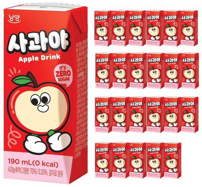 남양 사과야 제로 190ml 48팩 업소용 대용량 식당용