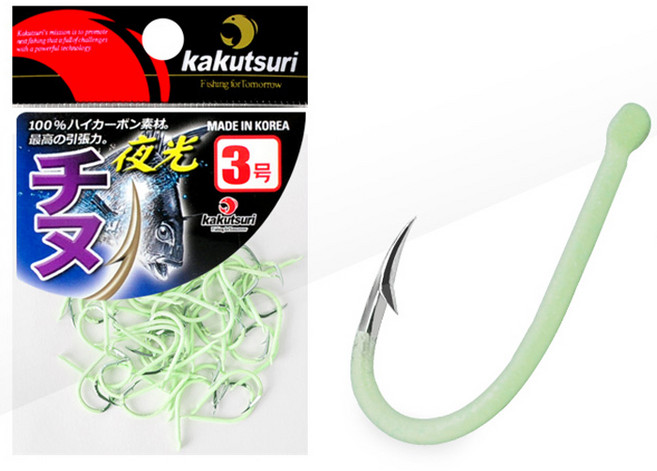 카쿠쯔리 축광그린 지누덕용바늘 대용량 벌크타입 밤낚시전용 갯바위 야광바늘 축광바늘 장축광그린 날카로운훅 감시바늘, 55개입, 1개