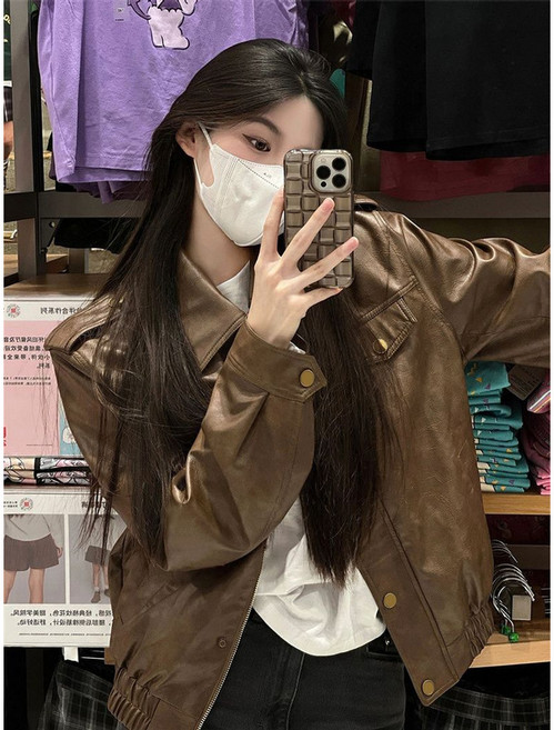 COSYEVNO 여성 가죽옷 가을 캐주얼 루즈핏 코디 아우터 GXNpy-5