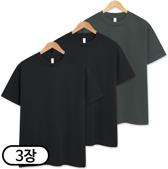 3장 세트 드라이 라운드 쿨티셔츠 남녀공용 기능성 반팔티 냉감 반팔 반팔티 (SCC5274PT)