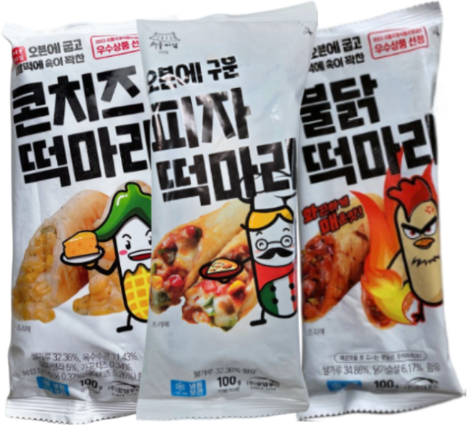 로뎀푸드 서울마님 떡마리SET (피자4+콘치즈4+불닭3) [MA003], 100g, 11개