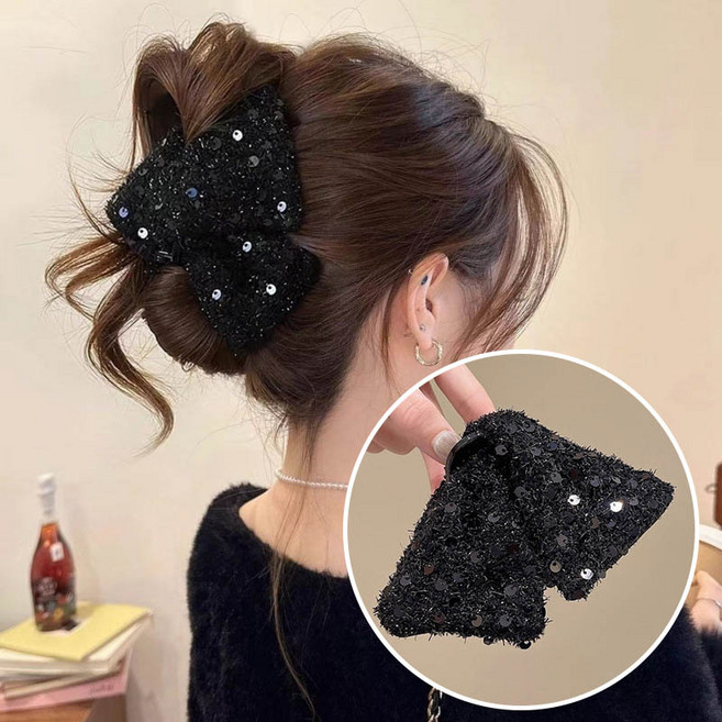 ZMBIRD 2개세트 예쁜 스팽글 헤어 집게핀 대형 올림머리 H3003