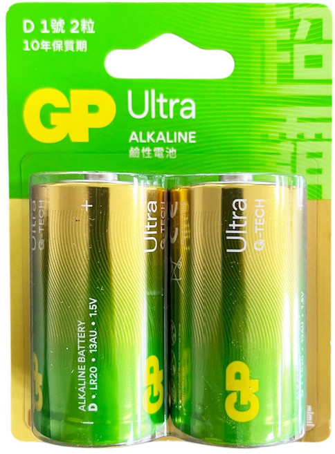 GP超霸 1號 D 超能量特強鹼性電池 2入, 1個, 2個裝