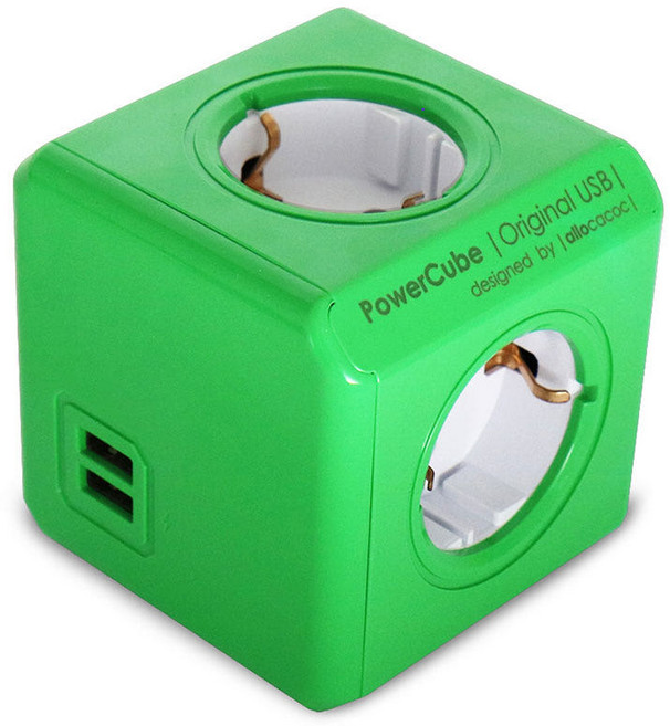 파워큐브V1 고용량 멀티탭 5구 오리지널 화이트 디자인 콘센트 인테리어 예쁜 멀티코드, 0.1mm, USB그린(선없음), 1개