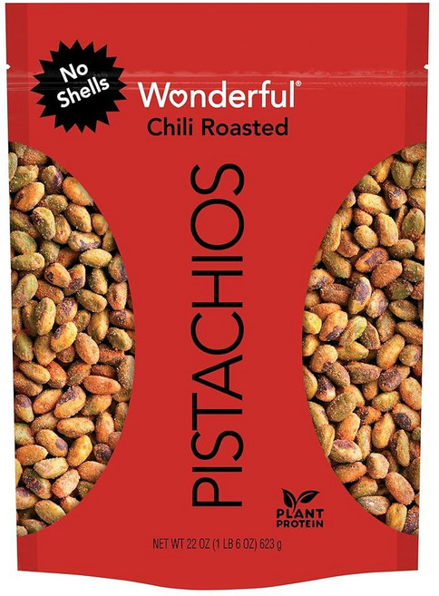Wonderful Pistachios 껍질 없음 바다 소금 및 식초 견과류 623.7g(22온스) 백 단백질 스낵 이동 중 간식, 22 Ounce (Pack of 1), 623g, 1개