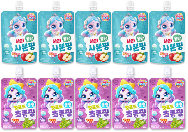 해호 캐치티니핑 퐁당 음료수 2종 사뿐핑+초롱핑, 10개, 100ml