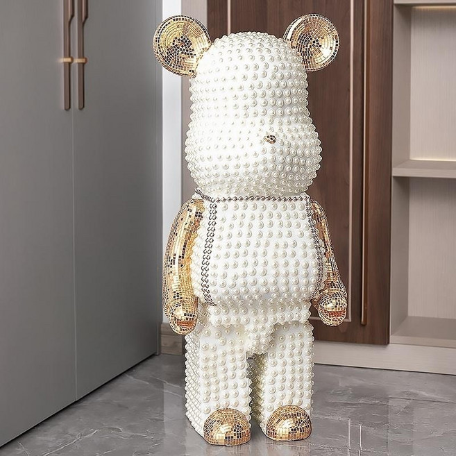 럭셔리 베어브릭 오브제 장식품 집들이 개업 선물 진짜 예뻐요, 펄 골드