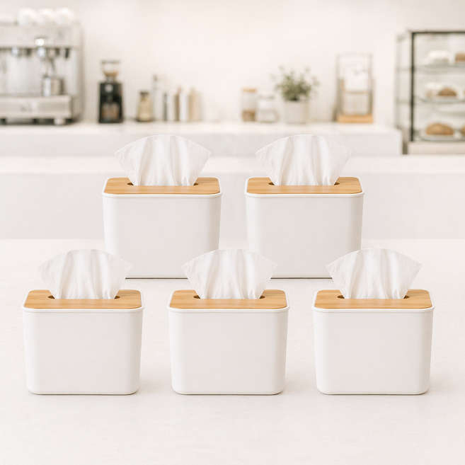 스탠다 업소용 냅킨 통 홀더 정사각 티슈 케이스, 화이트 정사각, 5개