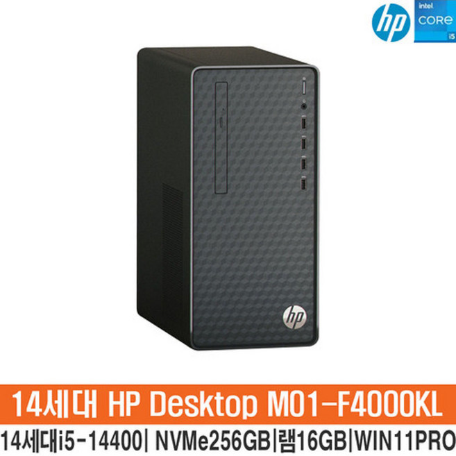 SM HP 데스크탑 M01-F4000KL-11(윈도우설치)+메모리8GB추가(총16GB) 14세대 i5, M01-F4000KL, WIN11 Pro, 256GB, 16GB, 블랙