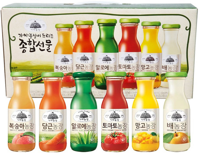 가야농장 종합 6종 음료선물세트 180ml 48병 (소박스 4박스)