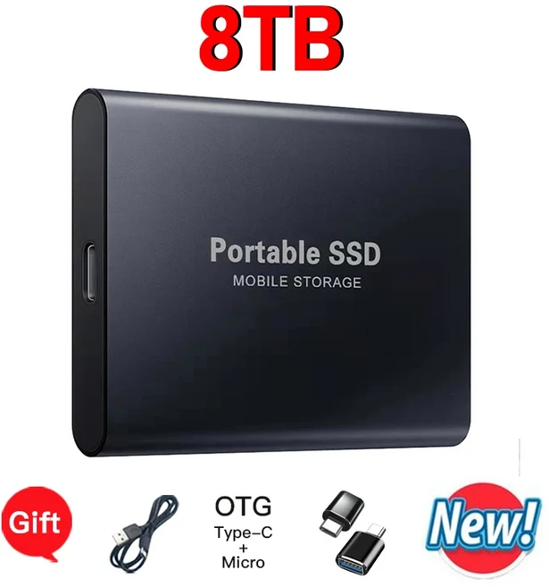 고성능 외장형 휴대용 SSD 2TB 일상적인 백업 저장에 적합, 1개, 18 8TB