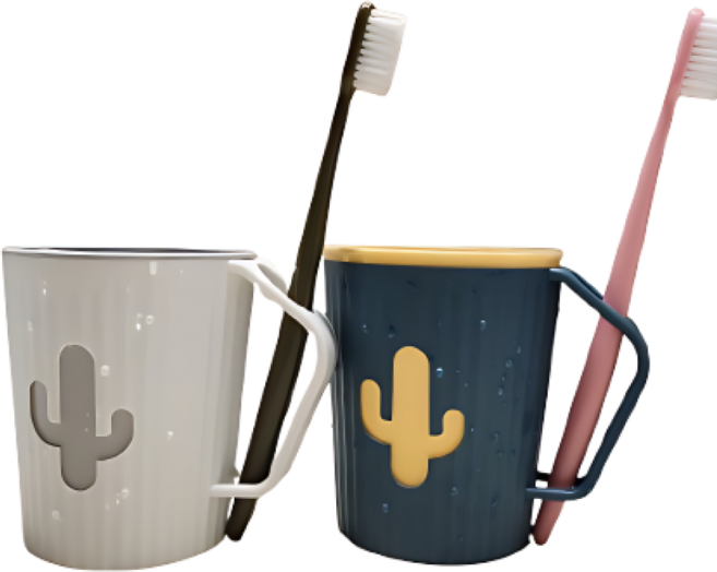 올리OLI 모던 디자인 거꾸로 물빠짐 칫솔 거치대 양치컵 2p, 1개, 네이비+화이트