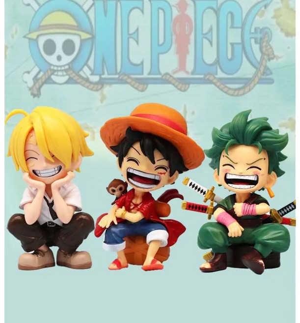 스마일 원피스 애니메이션 루피 조로 상디 3종 세트 피규어 (박스 미포함), 1개
