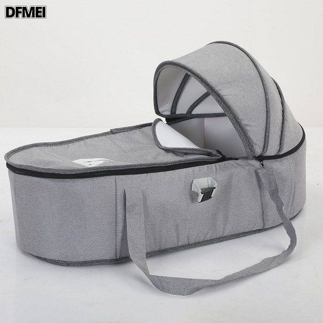 DFMEI 嬰兒多功能便攜手提式車用牀中牀寶寶外出新生兒搖籃睡籃, 灰色高配