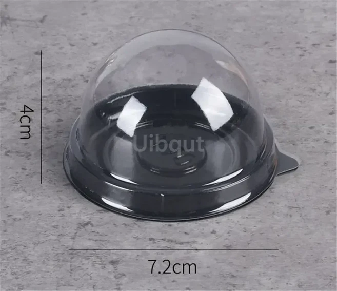 골드 블랙 투명 타원형 플라스틱 케이크 무스 포장 상자 컵케익 치즈 페이스트리 크림 컨테이너 결혼식 축, 14 100pcs D7.2xH4cm