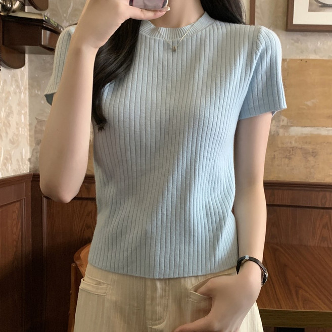 러아카 부드러운 여리핏 잔골지 반팔