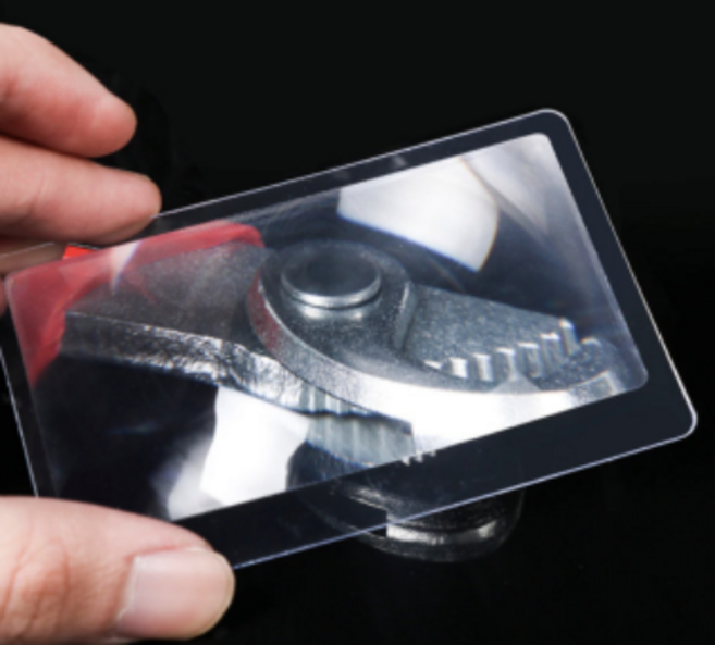 휴대용 카드타입 돋보기 확대경 명함 포켓 케이스 비구면렌즈 독서등 3배율, 단품