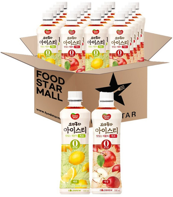 푸드스타 동원 보성홍차 500ml 2종세트(레몬 애플) 각 10입 총 20입, 20개