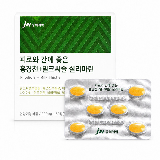 JW중외제약 피로와 간에 좋은 홍경천 + 밀크씨슬 실리마린 54g, 60정, 3박스