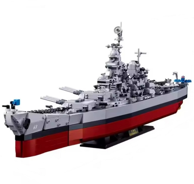 Andole 77cm 미주리 전함 블록 조립식 1739개 부품 1/350 스케일 장식용 모형, 1개