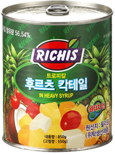 (주)동서 리치스 트로피칼 후르츠 칵테일, 850g, 12개