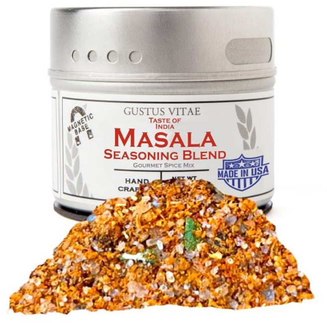 인도의 맛: 마살라 시즈닝 블렌드 - 고급 향신료 천연 믹스 GMO 없음 수제 소규모 배치 장인의 Gustus Vitae 079, 62g, 1개