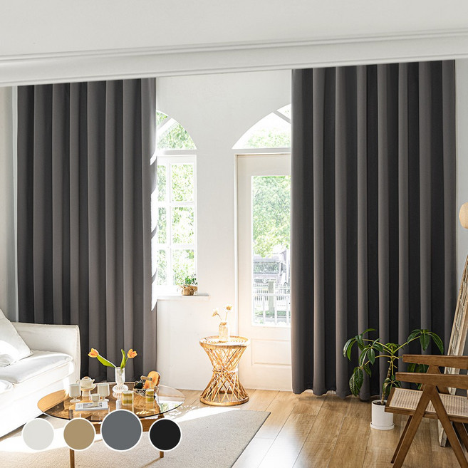 [1+1] HOMEY NEST 빛차단 3중직 단열 방풍 암막커튼 거실 커텐 핀형 레일형