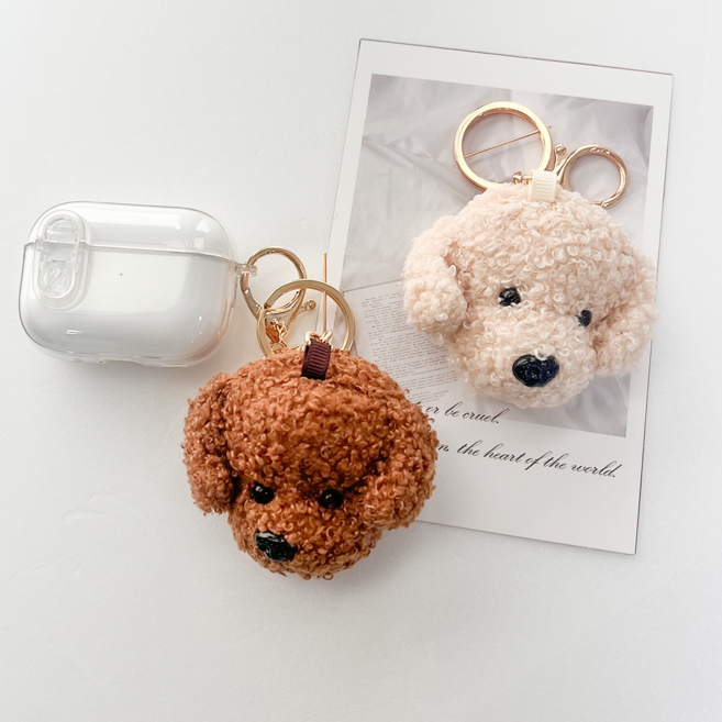 반타 뽀글이푸들인형키링 열쇠고리 키홀더 백참, 브라운, 1개
