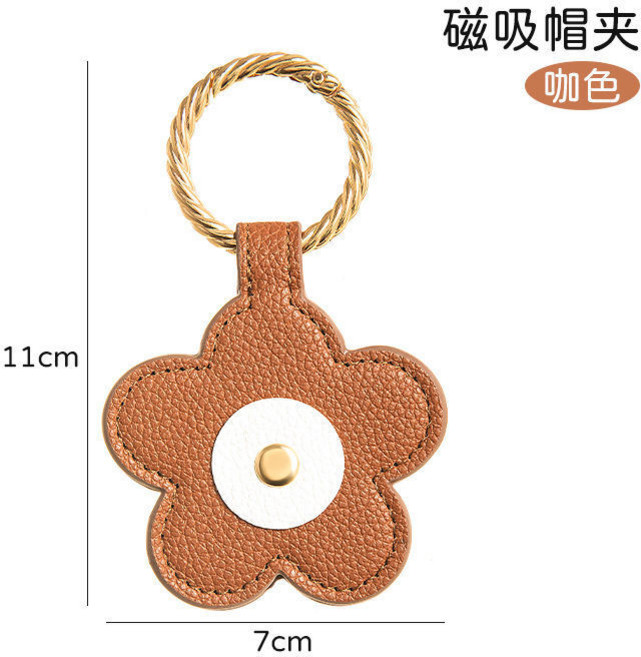 卡通雙面磁吸帽夾, 1個, 卡通雙面磁吸帽夾[棕色花朵]