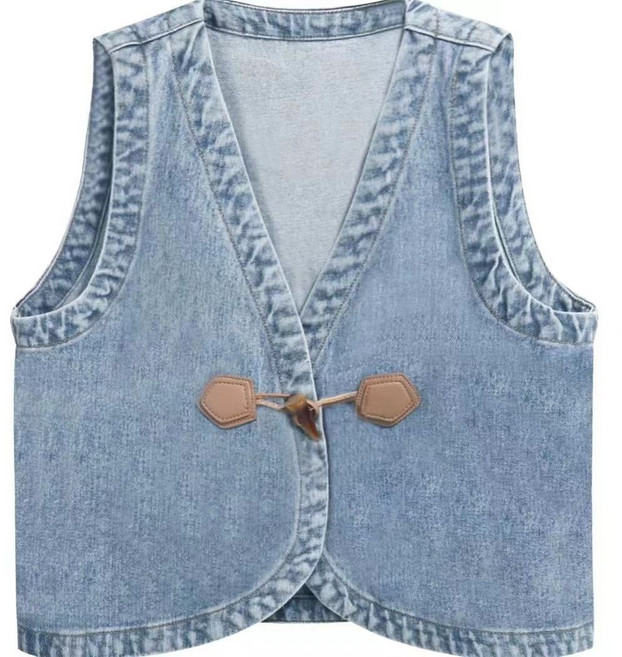 빈티지 여성 데님 베스트 빅사이즈 브이넥 데님 조끼 청조끼 캐주얼 여자 조끼 베스트 LCC