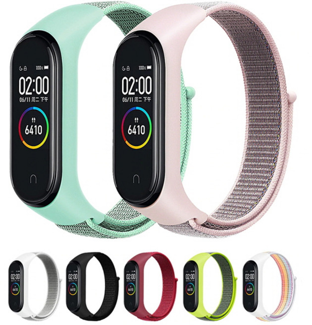 샤오미 미밴드10 9 8 7 6 5 4 3 호환 컬러 스포츠루프 나일론 케이스 밴드 시계줄 스트랩, saw942 (9)화이트레인보우