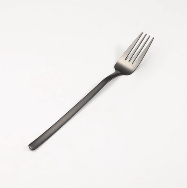 304不鏽鋼防刮防鏽環保餐具, 曜石黑 - 北歐長柄叉, 1個
