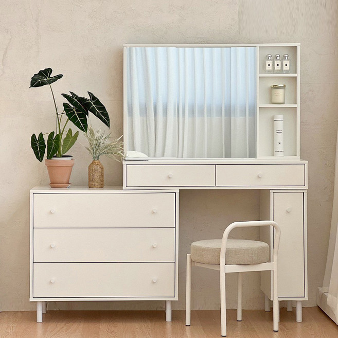 파로마 홈즈 블랑 3단 확장형 화장대 수납거울 HPN345-1, 화이트