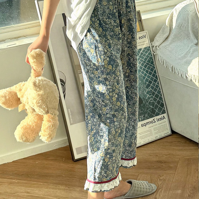 MARIQUE 국내산 순면100% 여성 프릴 파자마 잠옷 바지 6컬러