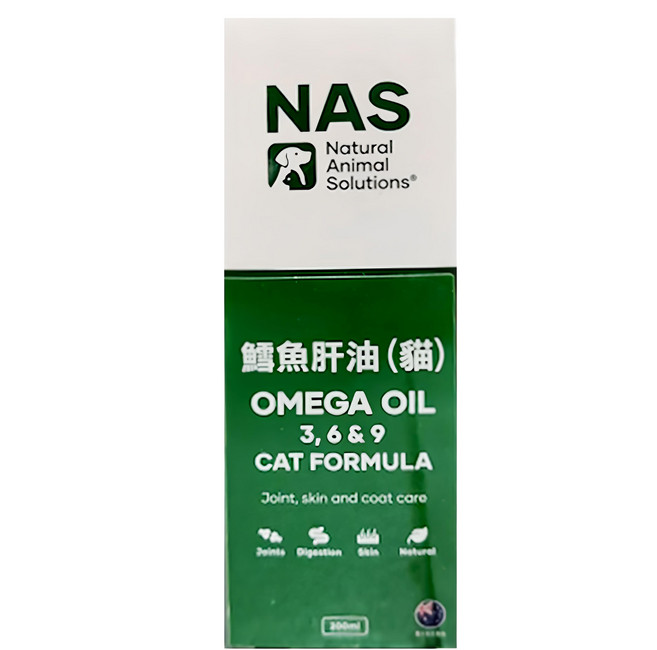 Natural Animal Solutions 天然草本 貓適用 Omega3 6&9鱈魚肝油, 200ml, Omega Fatty Acids, 1瓶