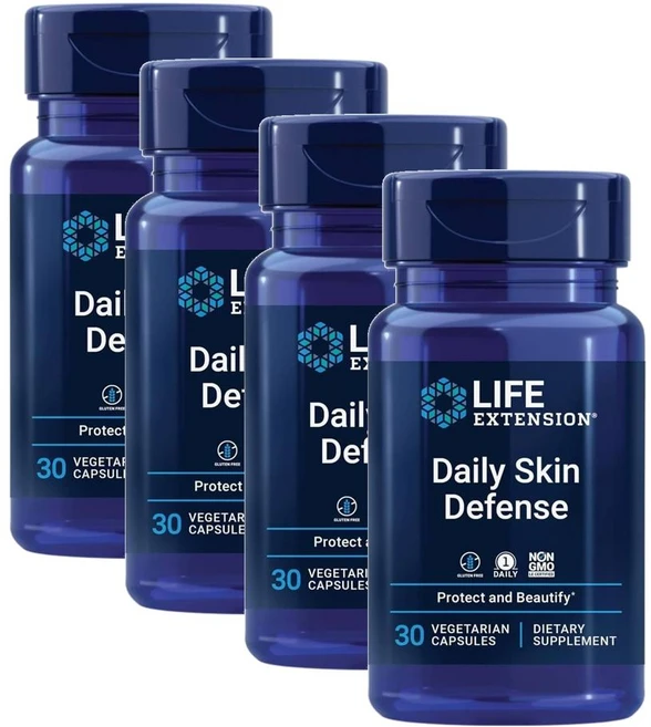 라이프 익스텐션 데일리 스킨 디펜스 캡슐 Life Extension Daily Skin Defense, 4개, 30정 - 쿠팡