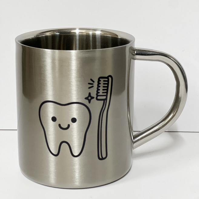 올스텐 손잡이 양치컵 신학기준비물 스텐 물컵 어린이양치컵, 1개, 디자인1번