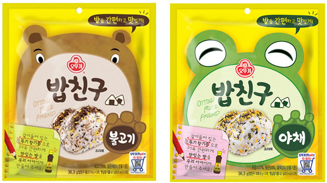 (상온) 오뚜기 (밥친구)야채x2+(밥친구)불고기x2, 1.(밥친구)야채x2+(밥친구)불고기x2, 1세트, 36.3g