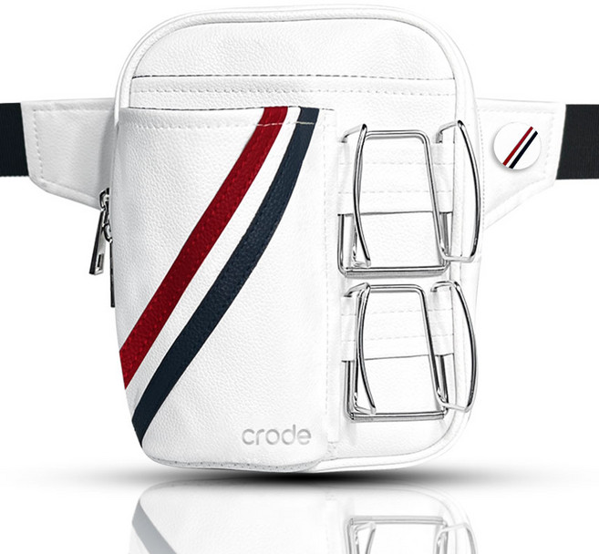 크로드 파크골프 파우치 프리미엄 가죽 가방 공 홀더 허리 힙색 파크골프용품, 클래식화이트, 1개