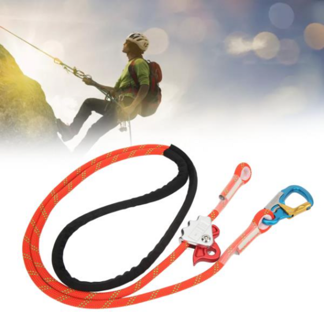 클라이밍 하네스 자동 잠금 등반 안전 랜야드 위치 조정 가능한 추락 보호 로프 수동 피뢰기 로프, 01 Orange