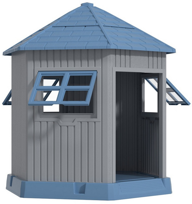 지오리빙 강아지집 고양이집 개집 소형견 중형견 대형견 초대형견 야외 마당 견사 애완견 하우스 사계절 숨숨집 화장실, 1개, DH029A/그레이+블루