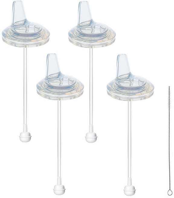 더블하트 그로미미 유피스 와이드형 젖병호환 스파우트빨대 (세척솔), 4개