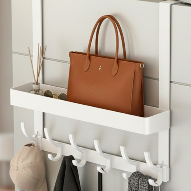 킹얀 문걸이 도어행거 무타공 선반 벽걸이 12구 도어훅, 1개, 화이트