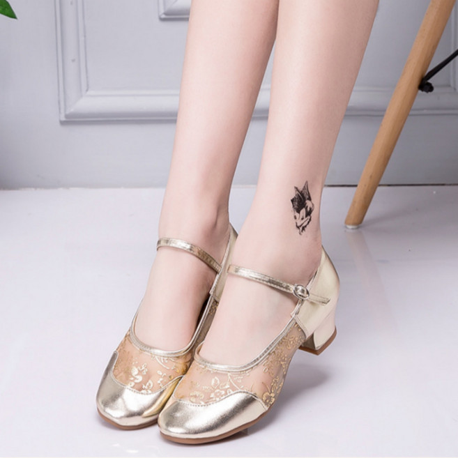 엔코슈 하루종일 신어도 발이 편안한 초경량 라틴 댄스화 소프트 힐 통기성 부드러운 착화감, 250, 골드