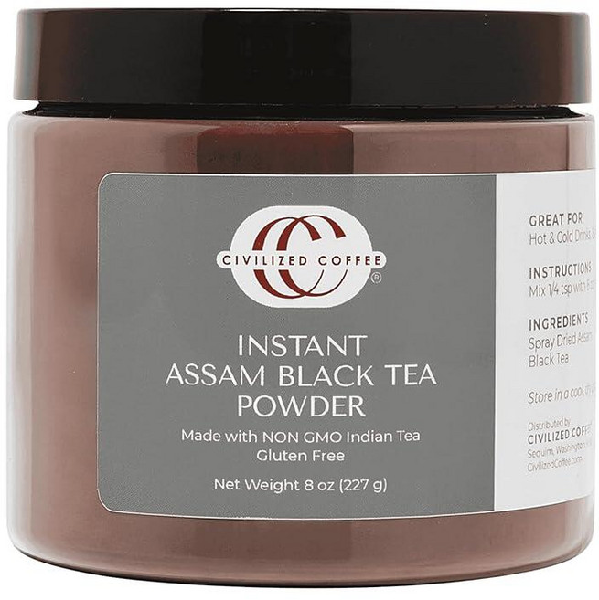 Civilized Coffee Instant Assam 홍차 파우더 - 무가당 농축 브루드 티 핫 또는 아이스 226.8g(8온스) (300회분)127298