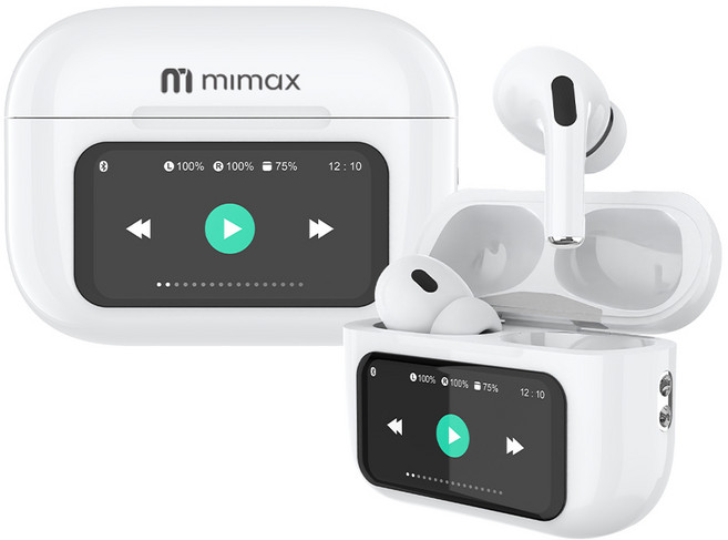 MIMAX 數位顯示藍牙耳機, 白色, CS05