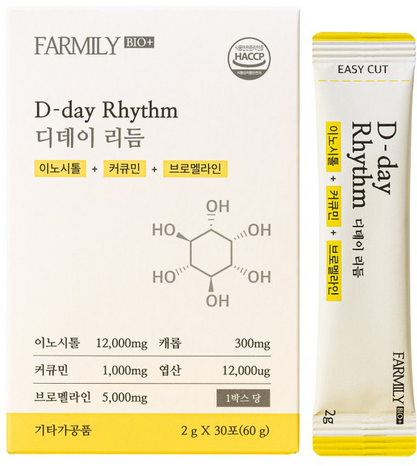 팜밀리 디데이리듬 이노시톨 엽산 브로멜라인 커큐민, 1개, 30회분